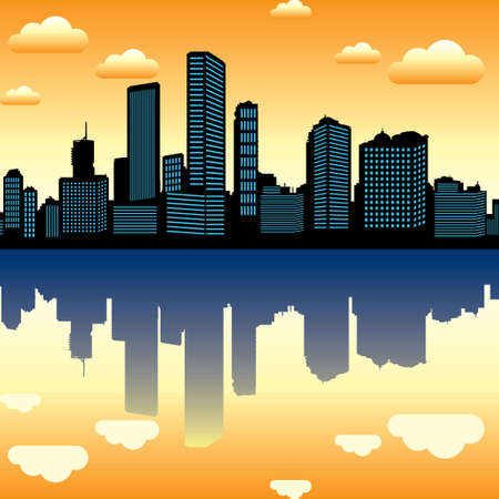 colorful city landscapeのイラスト素材