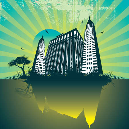 Green Cityscape - Illustrationのイラスト素材