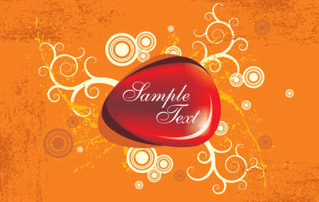 Red metallic round icon on yellow  backgroundのイラスト素材