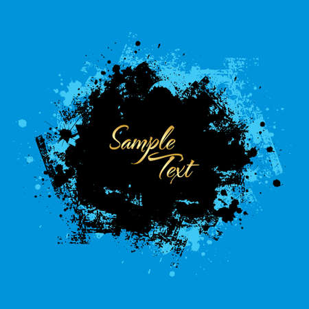 black ink splash with blue sample text. eps10のイラスト素材