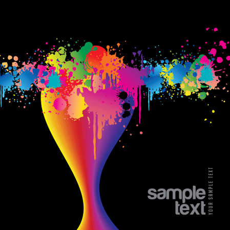 Black with colorful brush stroke and place for text. illustrationのイラスト素材