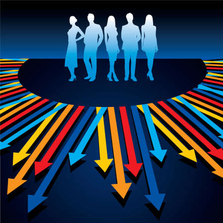 Business people stand on the arrow - Illustrationのイラスト素材