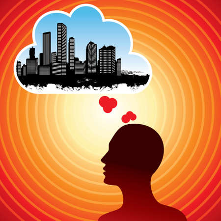 business man dreaming a house, Real estate Conceptのイラスト素材