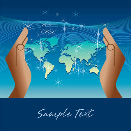 hands holding earth vectorのイラスト素材