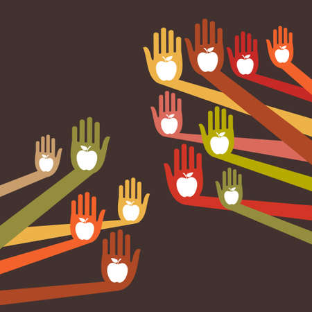 Healthy apple hands design.のイラスト素材