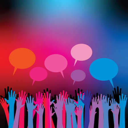 happy hands and speech bubblesのイラスト素材