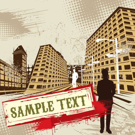 Little Businessman\' Alone Against a City Skyline - Illustrationのイラスト素材