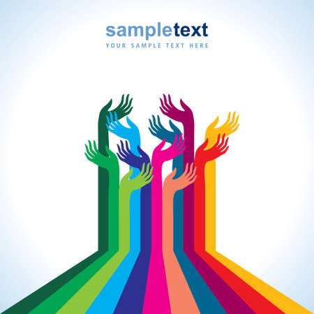 colorful up hands, illustrationのイラスト素材