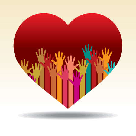 background of the hands with hearts のイラスト素材