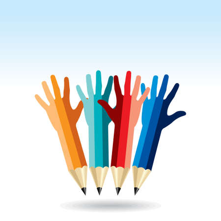 many hands of students, education conceptのイラスト素材