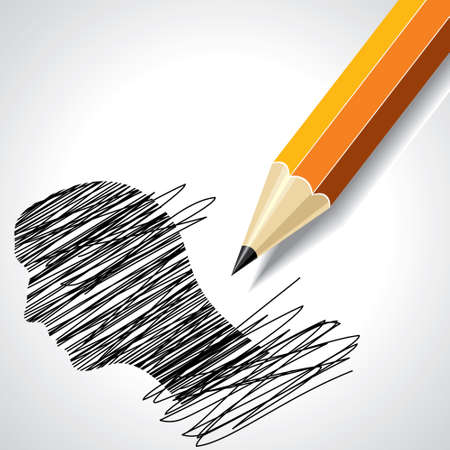 Drawing head with pencilのイラスト素材