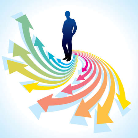 businessman with arrows. business conceptのイラスト素材