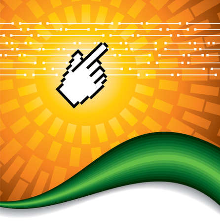 Outline forefinger in orange label - Illustrationのイラスト素材