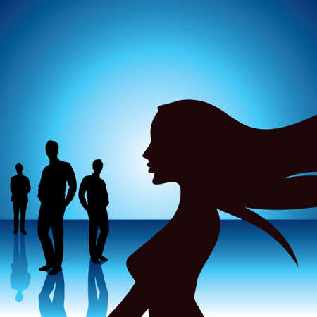 busines woman with team isolated on white vector illustrationのイラスト素材