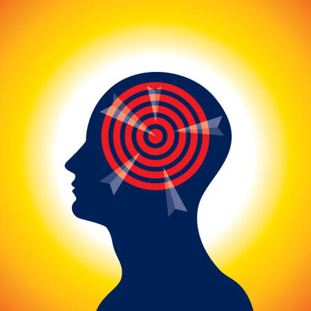 Silhouette of a human head with the target - Illustrationのイラスト素材