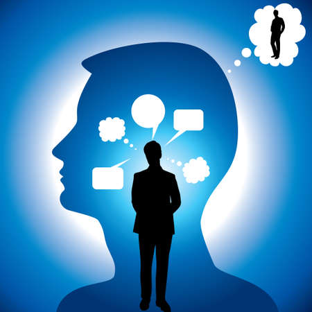 Businessman with speech bubble Illustrationのイラスト素材