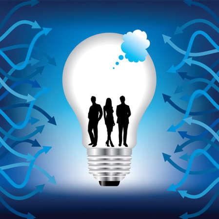 Modern human men inside a high-tech light bulb, smart businessman info graphic concept,のイラスト素材