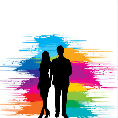 Silhouette of business couple - Illustrationのイラスト素材