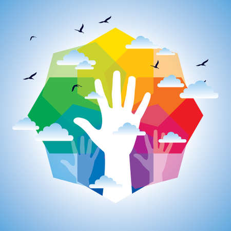 human hand with colorful backgroundのイラスト素材
