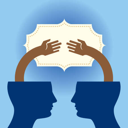 Two heads shaking heads - Illustrationのイラスト素材