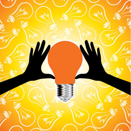 Hand and light bulb - Illustrationのイラスト素材