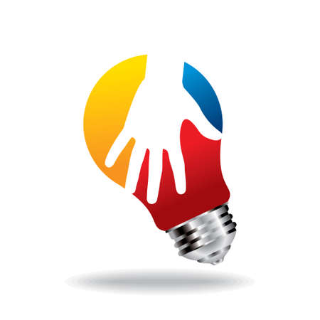 bulb idea with human hand - Illustrationのイラスト素材