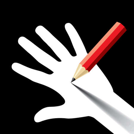 pencil on handのイラスト素材