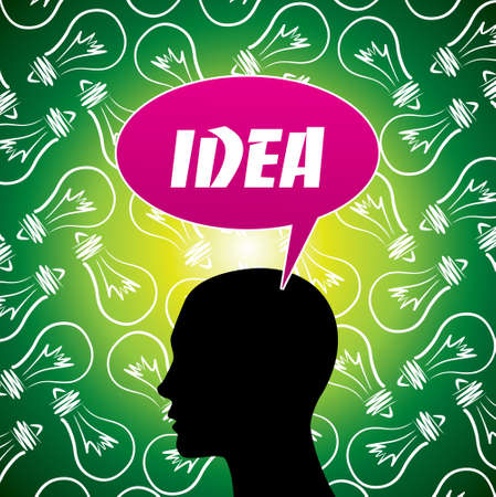 colorful bulb in human head - Illustrationのイラスト素材