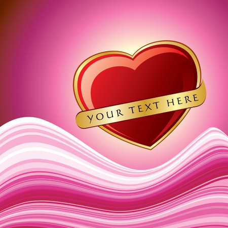 red hearts with gold ribbon isolated - Illustrationのイラスト素材