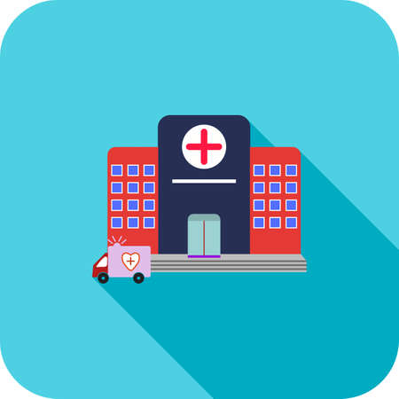 Hospital Flat Long Shadow Iconのイラスト素材
