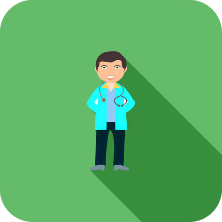 Doctor Flat Long Shadow Iconのイラスト素材