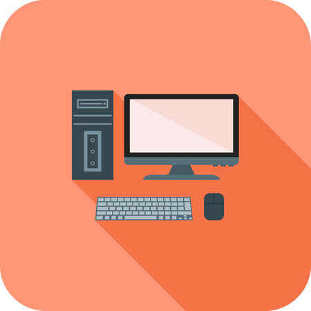 Computer Flat Long Shadow Iconのイラスト素材