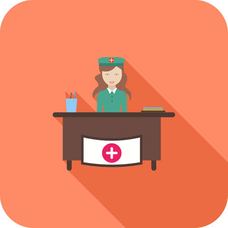 Hospital reception Flat Long Shadow Iconのイラスト素材