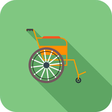 Wheel chair Flat Long Shadow Iconのイラスト素材