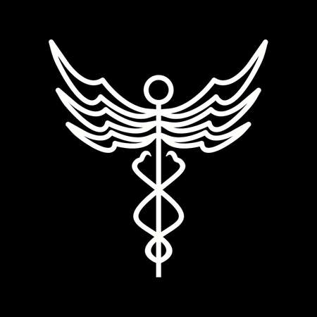 Beautiful Caduceus vector line iconのイラスト素材