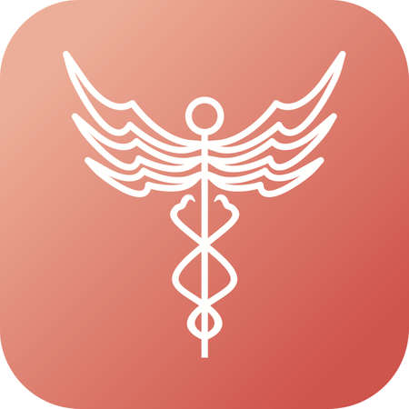 Beautiful Caduceus vector line iconのイラスト素材