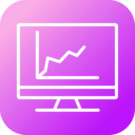 Beautiful Graph on computer vector line iconのイラスト素材