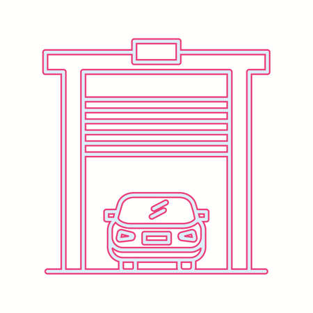 Beautiful Car in garage Vector line iconのイラスト素材