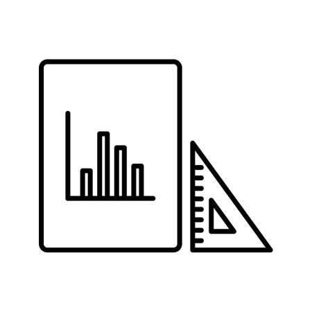 Set square and graph Beautiful line black iconのイラスト素材