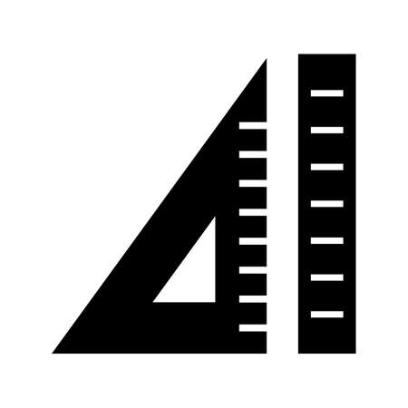 Beautiful ruler and set square glyph black iconのイラスト素材