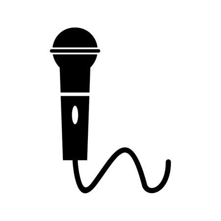 Beautiful microphone glyph black iconのイラスト素材