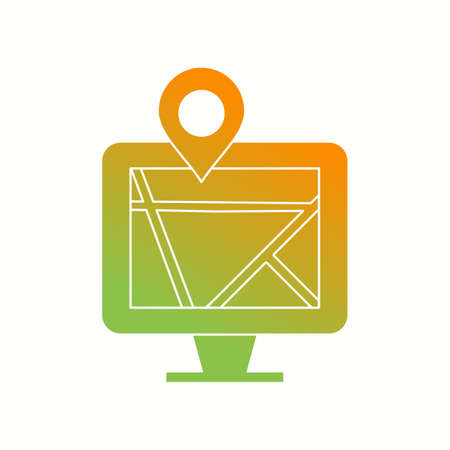 Beautiful Maps on computer Vector Glyph iconのイラスト素材