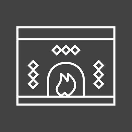 Beautiful Fireplace Line Vector Iconのイラスト素材