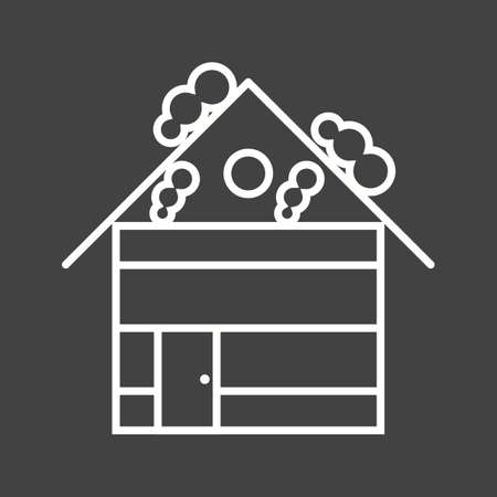 Beautiful House in Snow Line Vector Iconのイラスト素材