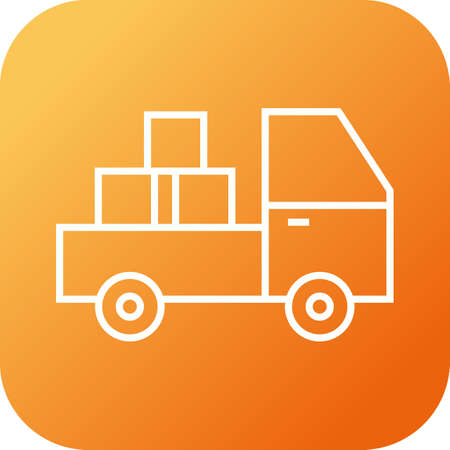 Beautiful Pickup Truck Line Vector Iconのイラスト素材