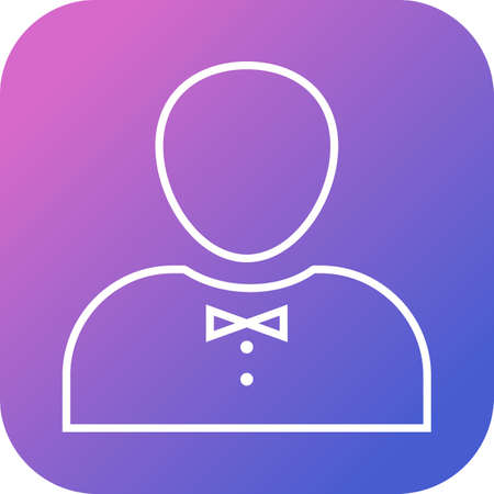 Beautiful Waiter Line Vector Iconのイラスト素材