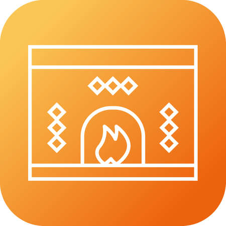 Beautiful Fireplace Line Vector Iconのイラスト素材