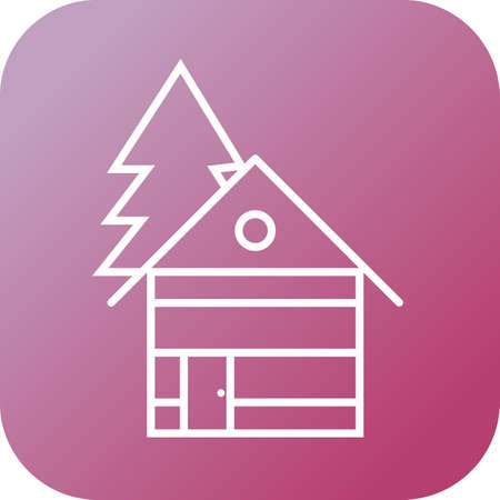 Beautiful House in trees Line Vector Iconのイラスト素材