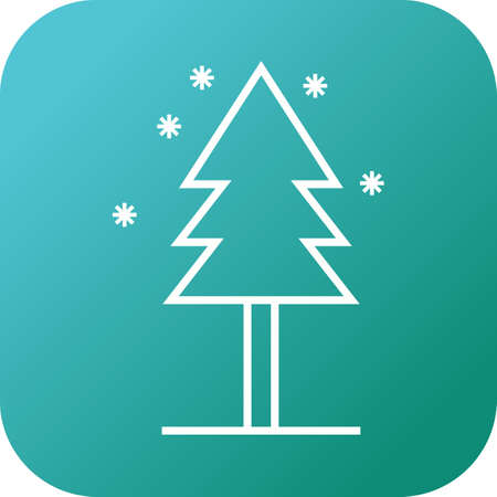 Beautiful Tree in snowfall Line Vector Iconのイラスト素材