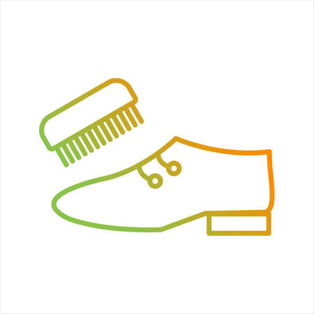 Beautiful Shoe And Brush Line Vector Iconのイラスト素材